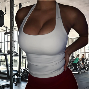 Nouveau débardeur court sans manches et dos nu, épaules dénudées, anti-transpiration, pour femme, avec effet sculptant la taille, en tissu Spandex/Nylon 220g - Product Image 2