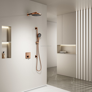Sistema de Ducha Doble Oculto en Oro Rosa con Panel de Control Único - Product Image 1