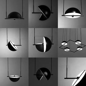 Nordic Round Pendant <b>Light</b> Black E27 LED Adjustable Height For Restaurant Bar Study Desk Lighting - Product Image 2