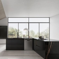 Meubles de cuisine de luxe modernes, ensemble de meubles de cuisine modulaires, évier, robinet, charnières, couleur personnalisée, verre acrylique, design sans poignée