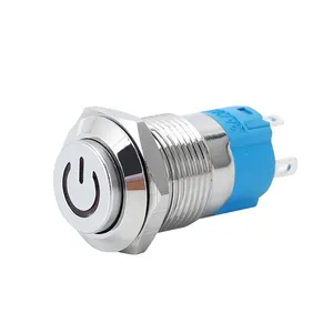 12mm Dpdt Low Voltage Double Speed Desktop Waterproof Latching Metal Push Button Switch On Off