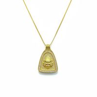 Pendentif Dieu de la Richesse en Or 18 carats, Résine Cuivrée, Chaîne en Bambou Triangulaire, Collier Clavicule Luxe Léger Haut de Gamme Polyvalent