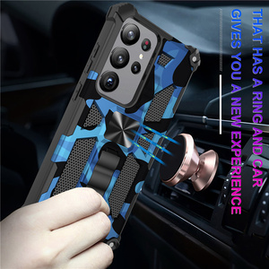 Funda de camuflaje militar para <span class=keywords><strong>Samsung</strong></span> S23 Ultra, soporte de armadura a prueba de golpes, soporte plegable oculto, cubierta trasera de montaje magnético para coche - Product Image 4