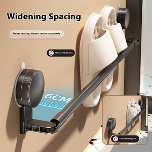 Kim Loại hút cup Dép giá không khoan nhà vệ sinh treo tường lưu trữ Organizer Telescopic giày thoát nước tính năng cho phòng khách - Product Image 4
