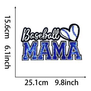 Patch à sequins Baseball <span class=keywords><strong>Mama</strong></span>, lettres <span class=keywords><strong>MAMA</strong></span> brodées en chenille bleu roi brillant, applique en forme de cœur, badges pour veste - Product Image 2