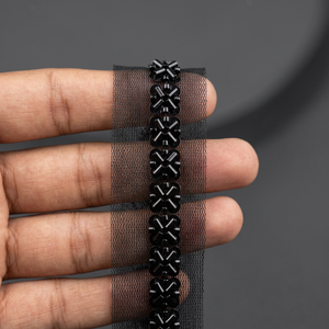 Lightweight Woven Beaded Embroidered Sequin Mesh Lace Trim <b>Tape</b> for Garment Bags & Shoes - Product Image 3