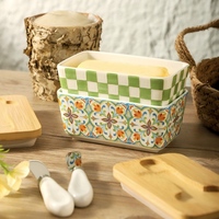 Nouvelle boîte de rangement pliable en céramique pour beurre, style américain, avec couvercle et couteau, capacité 350 ml, pour cuisine, idéale pour le fromage transfrontalier