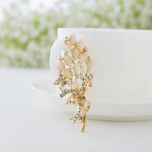 Broche populaire en opale et strass, motif fleur d'épi de blé, accessoire féminin, épingle de corsage - Product Image 4