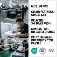 T-shirts publicitaires personnalisés en gros, impression de logo, tissu épais 260 GSM, vêtements de travail, sans supplément pour grandes tailles, technologie Wash-Lock