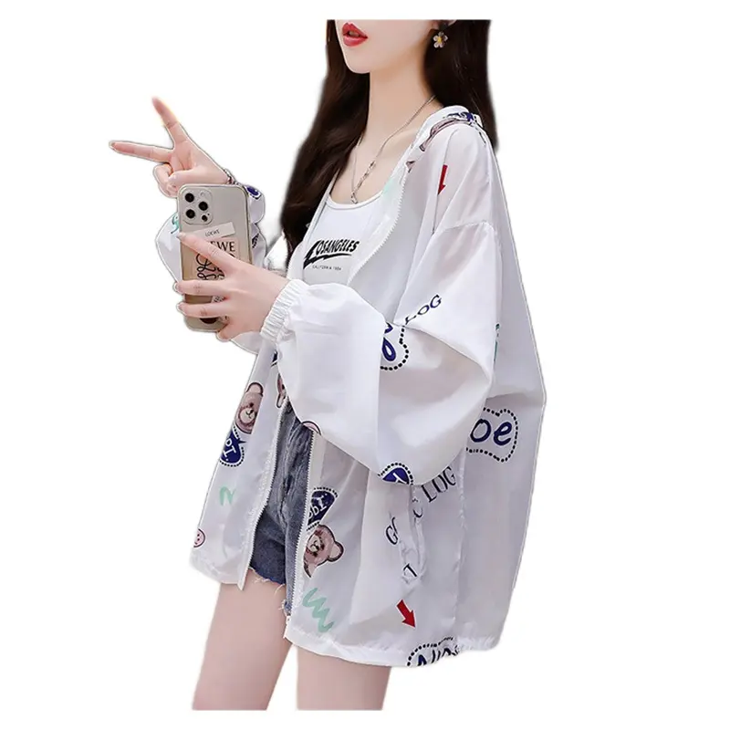 Factory hot selling new sunscreen clothes women's summer thin style breathable hooded cardigan jacket Sunscreen coat
