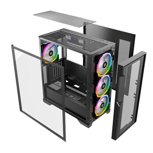 Boîtier <span class=keywords><strong>PC</strong></span> <span class=keywords><strong>Gamer</strong></span> BTX <span class=keywords><strong>Horizontal</strong></span> avec LED ARGB, Châssis de Tour de CPU de Bureau pour Jeux avec Fenêtre Latérale USB2.0/3.0 - Product Image 3