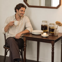 Table à manger vintage de style français en bois massif, table rectangulaire rétro de style américain, table personnalisable, tables et chaises de café