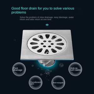 Siphon de sol carré en acier inoxydable OEM, design moderne et épuré, pour salle de bain, balcon, machine à laver, usage domestique, anti-odeur, pour projets - Product Image 3