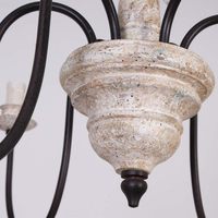 MEEROSEE-Lustre Français Rétro Bois, Bras en Métal Rouillé, Lustres de Style Bougie pour Salon, Salle à Manger, Luminaire MD8102