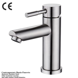 Mélangeur de lavabo en acier inoxydable, robinets <span class=keywords><strong>d</strong></span>'<span class=keywords><strong>eau</strong></span> chaude et froide, robinets de lavabo 304 - Product Image 1