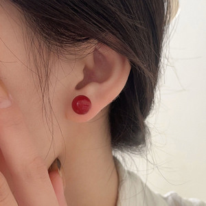 Pendientes de Plata de Ley 925 Yinruitai con Ágata Roja en Forma de Bola para Uso Diario, Poste de Plata 925 - Product Image 4