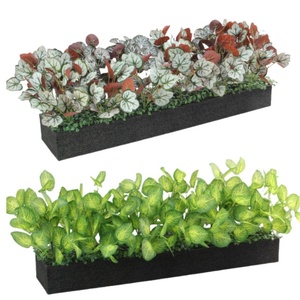 กระถางปลูกต้นไม้ประดับตกแต่งรูปทรงรางดอกไม้ พร้อมต้นหัวไชเท้าพลาสติกสีเขียวประดิษฐ์  ดอกไม้ประดิษฐ์ตกแต่ง  ชุดต้นไม้จำลอง - Product Image 3