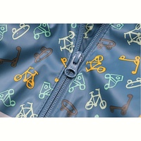 Jas Hujan Anak Berbahan Fleece-Lined PU dengan Pola Kartun Cetak Transfer Panas, Dilengkapi Garis Reflektif untuk Keamanan, Tahan Air