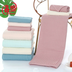 Xinshang Pure Cotton <b>Waffle</b> Bath Towel 70x140cm Soft Absorbent Home Use Rectangle Solid Color Towel Sheet - Product Image 4