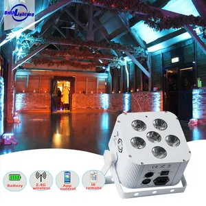 Dj uplights 6*18w RGBWA UV 6in1 LED par light wireless battery up lighting With APP for wedding event party club