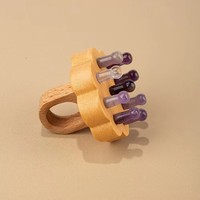 Peigne de massage en bois et cristal naturel, masseur Gua Sha portatif, outil de massage des points d'acupuncture pour la tête et le corps en améthyste et quartz rose, relaxation spa
