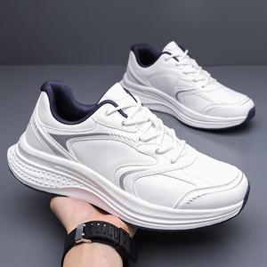 Chaussures de course pour hommes en cuir véritable, doublure en mesh, semelle extérieure en caoutchouc, semelle intermédiaire en EVA, respirantes, semelle souple, chaussures de sport - Product Image 4