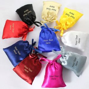 Pochettes d'emballage personnalisées en gros pour bijoux, sacs cadeaux à cordon, sacs en soie pour perruques et mèches de cheveux - Product Image 1