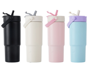 Tazza da tè per auto 23oz, nuova, colorata, a tripla funzione, a doppio strato in acciaio inossidabile 304 sottovuoto, con beccuccio e due coperchi, per esterni - Product Image 4