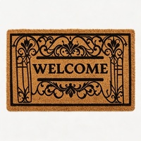 Tapis de bienvenue extérieur personnalisé en fibre de coco avec nom et bordure noire, antidérapant, texte personnalisé pour porche et maison, commande en gros