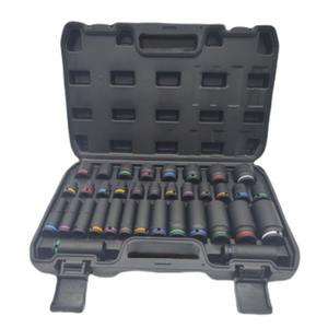 यांत्रिक उपकरण बॉक्स सेट हाथ उपकरण 1/2 इंच रंग हेक्स प्रभाव सॉकेट सेट न्यूमेटिक रिन्च के लिए छोटे लंबे सॉकेट सेट - Product Image 1