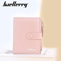 Baellerry dompet kecil wanita, Slim kompak lipat tiga kulit Pu posisi Multi kartu klip uang dompet tipis