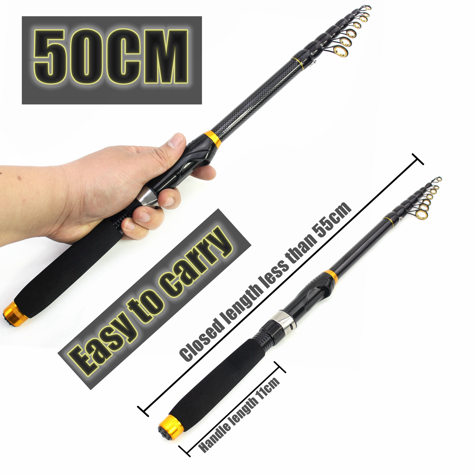 big telescopic fishing rod PLUSINNO Collapsible Pole and Reel Combo Starter Kit All purpose rod Telescopic Lengths from full to collapsed Summit Tackle Telescopic Travel Spinning