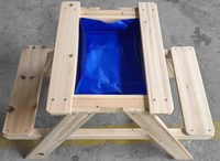 Ensemble de bancs de pique-nique en bois 3-en-1 pour enfants, table de jeu et chaise d'eau de jardin extérieur pour l'imagination et le plaisir