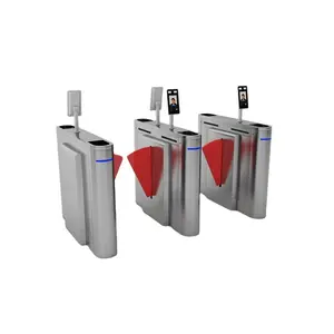 Safety Optical Flap Turnstile Gate Barrier With Barcode Ticket Rfid Access Control System