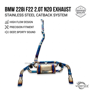 ระบบท่อไอเสียแบบ Catback Vortex Valvetronic สำหรับ BMW 228i F22 2.0T N20 สีไทเทเนียมบลูเบิร์น ชุดแต่งเพิ่มสมรรถนะสำหรับการแข่งขัน - Product Image 1