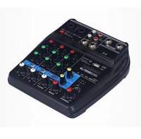 Mini-mixeur numérique USB 4 canaux avec alimentation fantôme 48V, en plastique noir, pour studio et diffusion en direct