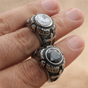 Men's <b>Titanium</b> Steel Cross <b>Ring</b> Silver White Diamond Bezel Setting Gift Jewelry Geometric Style Punk Fashion <b>Ring</b> - Product Image 3