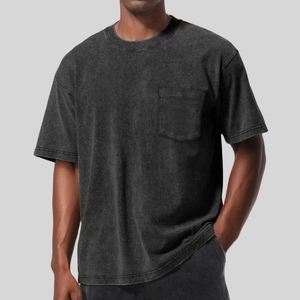 HONFIT男性用TシャツTシャツビンテージ酸ウォッシュTシャツ - Product Image 2