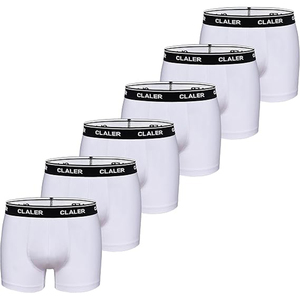 Men's Luxury 6-Piece Set <strong>Boxer</strong> <strong>Shorts</strong> &amp; Briefs Logo Summer Breathable Knitted Cotton Plus Size <strong>White</strong> Underwear - Product Image 1