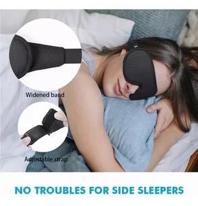 An3d 3D siyah uyku özel göz maskesi buz ipek bellek köpük göz maskesi seyahat uyku göz maskesi ile ayarlanabilir kayış - Product Image 2