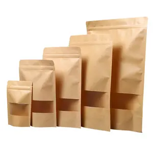 Saco de embalagem de alimentos, papel de embalagem marrom biodegradável, eco-amigável, reutilizável