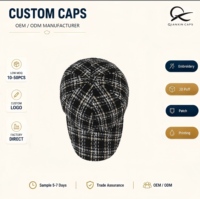 Topi Baseball Wol Tebal Motif Kotak-kotak Vintage Tweed Custom Logo Musim Dingin Hangat Sporty Formal 6-Panel Snapback Metal