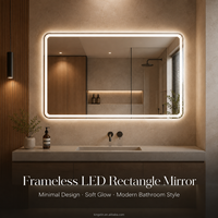 Kingstin Espejo LED de baño con marco metálico, 3 tonos, antivaho, para hoteles y hogar, tamaño personalizado, 8+ años OEM
