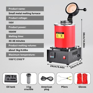 Horno de Fundición de Oro Topyro de 3 kg y 1500 W, Horno de Fundición Digital para Fundir Chatarra de Plata, Oro, Cobre y Aluminio, Refinación y Fundición - Product Image 6