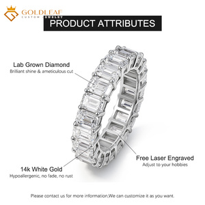 Anillo de Compromiso de Lujo Unisex Chapado en Oro de 18k, 14k, 10k con Diamante Cultivado en Laboratorio IGI de 5-10CT Personalizado por Goldleafgem, Esmeralda VVS VS DEF - Product Image 4