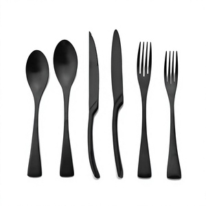 Ensemble de couverts en acier inoxydable noir, finition miroir, couverts modernes pour la table, pour la maison, le restaurant, l'hôtel, les fêtes, les mariages, les cadeaux - Product Image 4