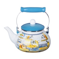 Théière en émail Emaye 1,5L 2,0L 2,5L, bouilloire sifflante en émail, théière en métal, ustensiles de cuisine pour le camping et les pique-niques, écologique, impression intégrale