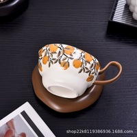 Ensemble de tasses à café et soucoupes en céramique vintage de designer, style rétro haut de gamme, petite niche, tasse pour couple, utilisation à domicile, café, bar, luxe classique