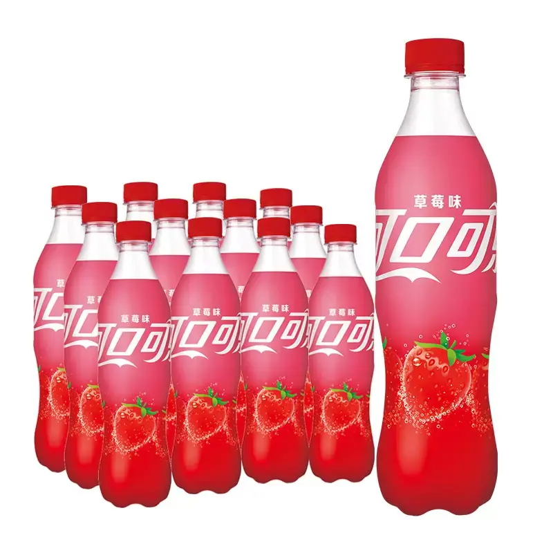 Atacado Cola bebida 500ml morango sabor refrigerante gaseificado bebida exótica refrigerante água espumante