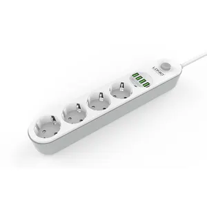 LDNIO SE4432 EU Power Strip with USB Port and Switch Button Extension Power Socket 2500 W 4 OUTLETS 4 USB AUTO 3.4 A Total 17 W